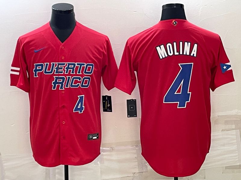Men 2023 World Cub #4 Molina Red Nike MLB Jersey5->more jerseys->MLB Jersey